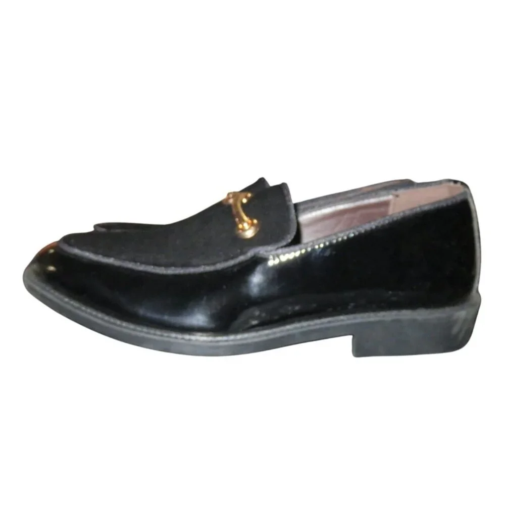 Men's Fashion Black Patent Leather & Velour Driving Loafers Moccasins 43 US 10